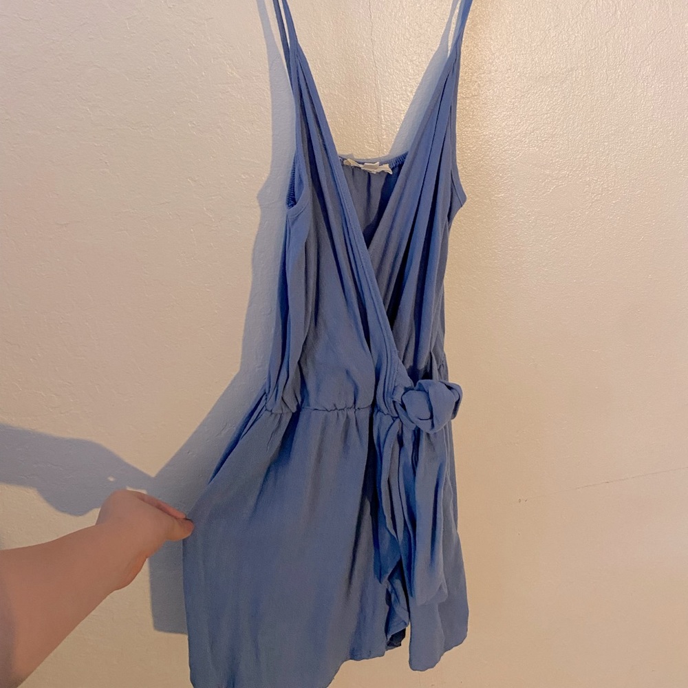 Blue Romper with tie at Hip